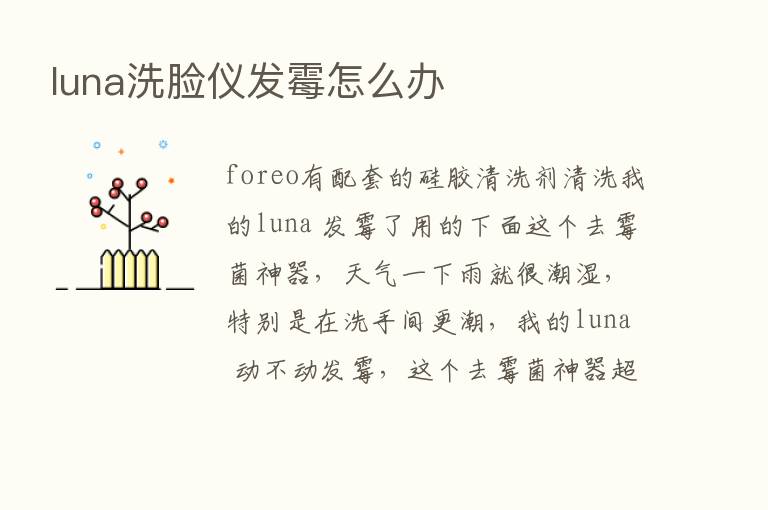 luna洗脸仪发霉怎么办