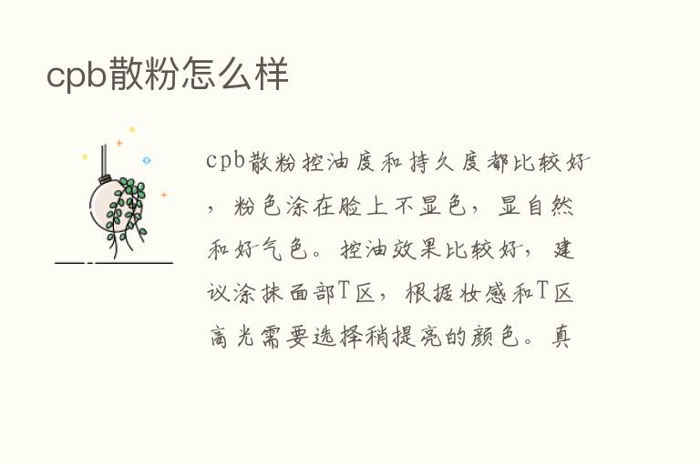 cpb散粉怎么样