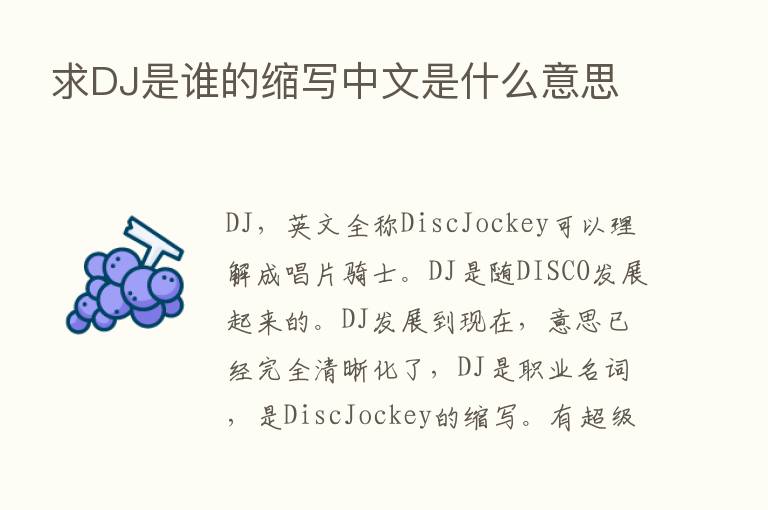 求DJ是谁的缩写中文是什么意思