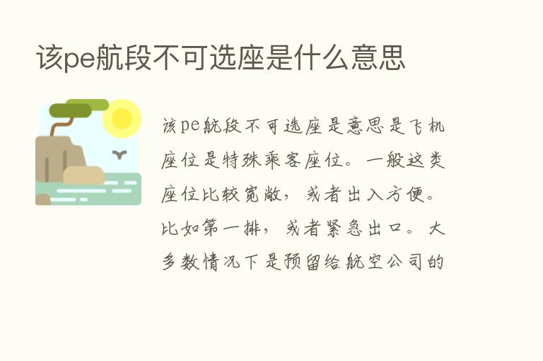 该pe航段不可选座是什么意思