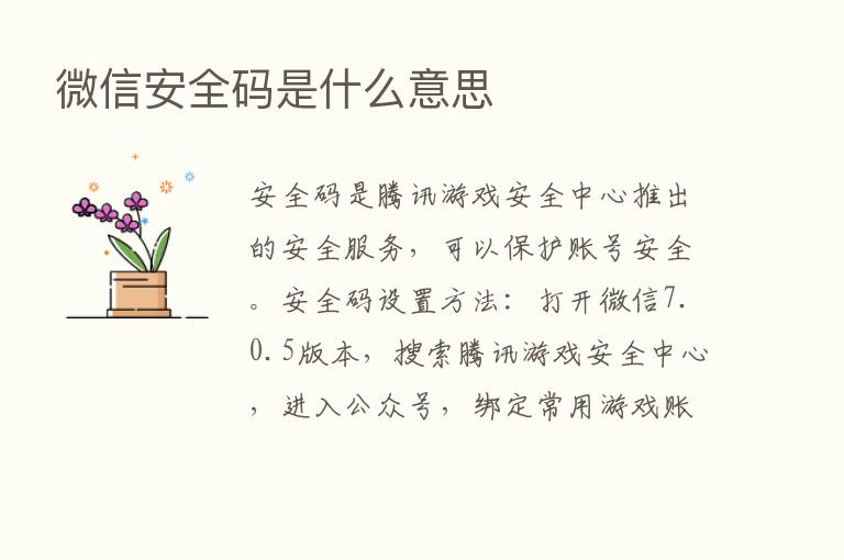 微信安全码是什么意思