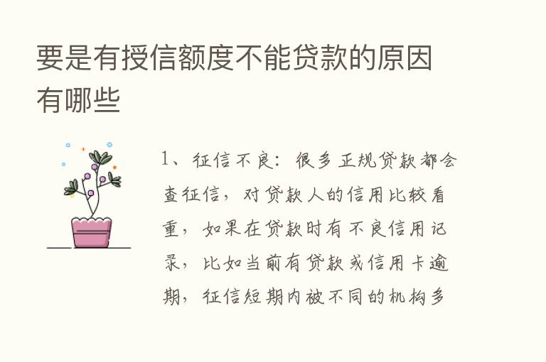 要是有授信额度不能贷款的原因有哪些