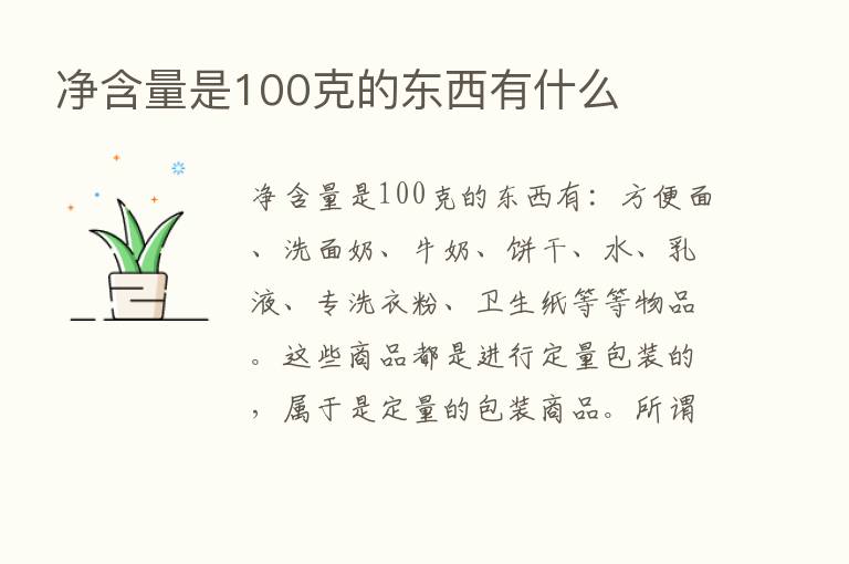 净含量是100克的东西有什么