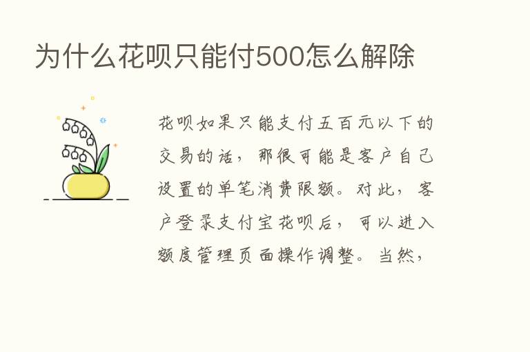 为什么花呗只能付500怎么解除