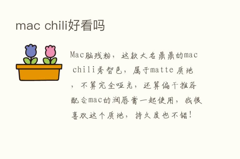 mac chili好看吗