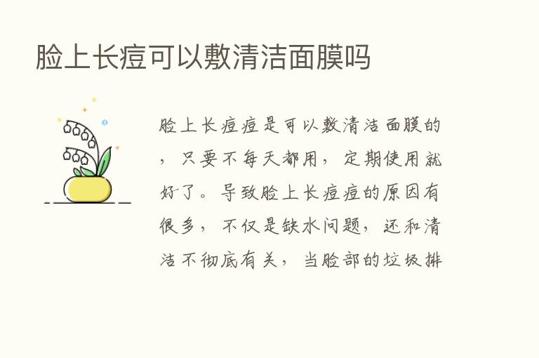 脸上长痘可以敷清洁面膜吗