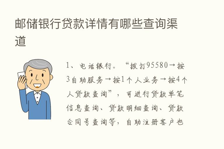 邮储银行贷款详情有哪些查询渠道