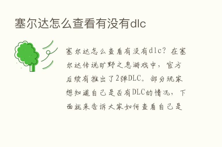 塞尔达怎么查看有没有dlc