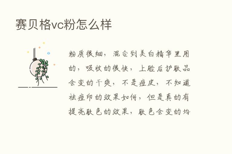 赛贝格vc粉怎么样