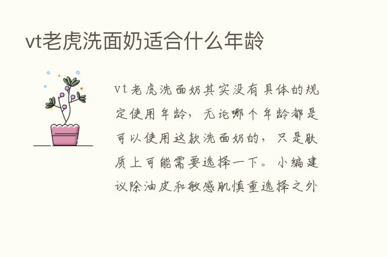 vt老虎洗面奶适合什么年龄