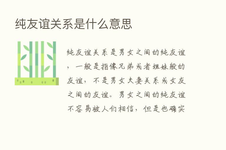 纯友谊关系是什么意思