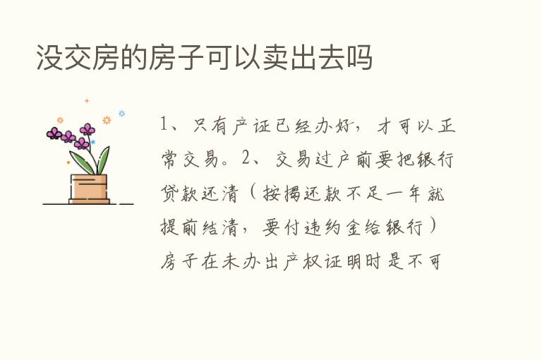 没交房的房子可以卖出去吗