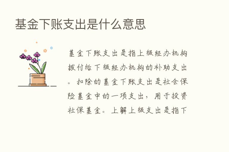 基金下账支出是什么意思