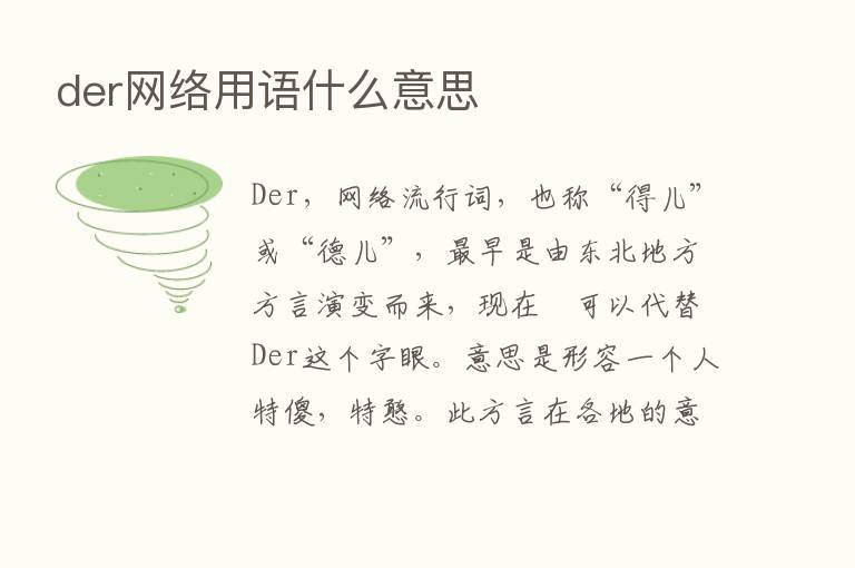 der网络用语什么意思