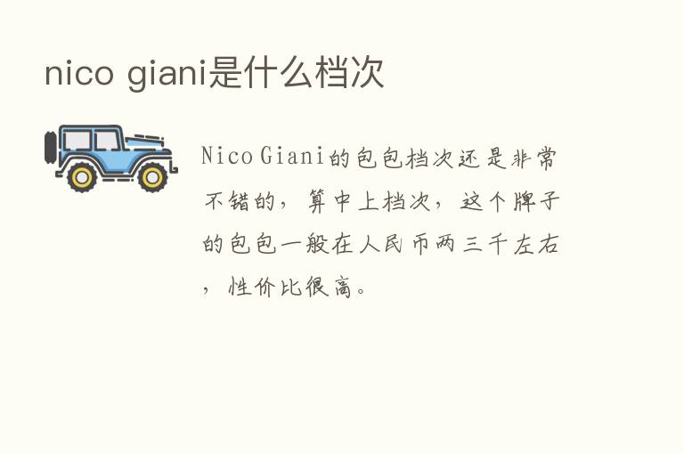 nico giani是什么档次