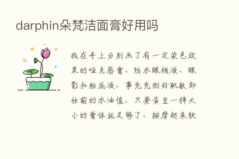 darphin朵梵洁面膏好用吗