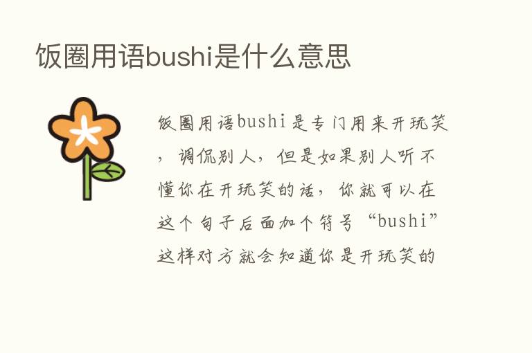 饭圈用语bushi是什么意思