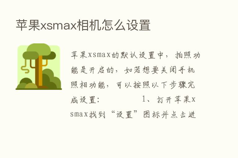 苹果xsmax相机怎么设置