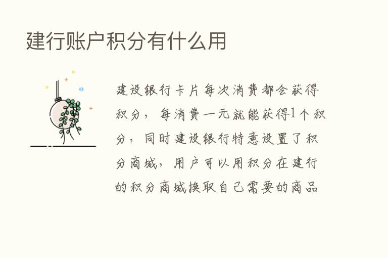 建行账户积分有什么用