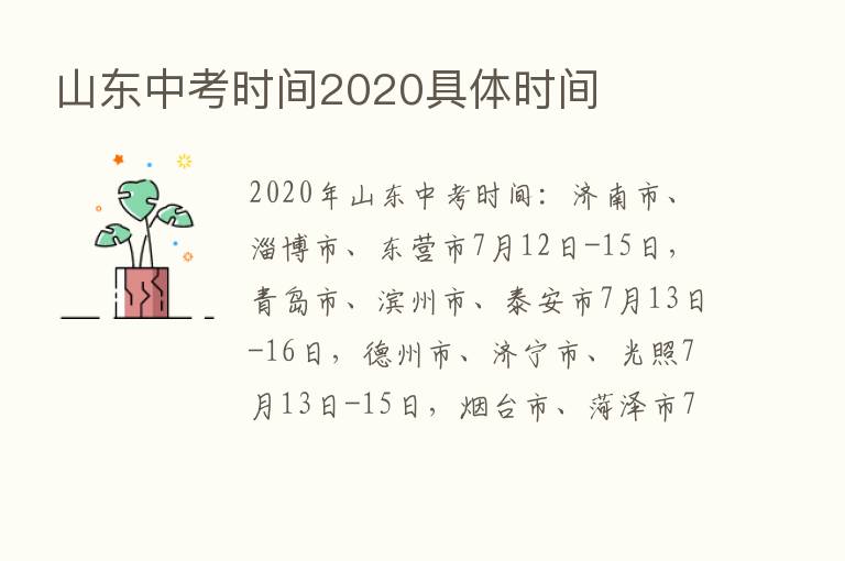 山东中考时间2020具体时间