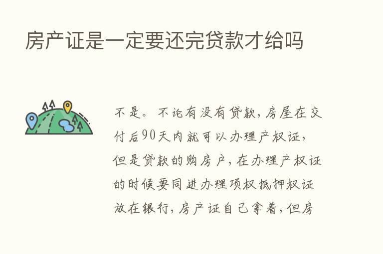 房产证是一定要还完贷款才给吗