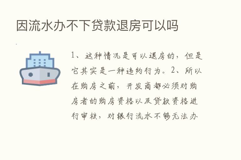 因流水办不下贷款退房可以吗