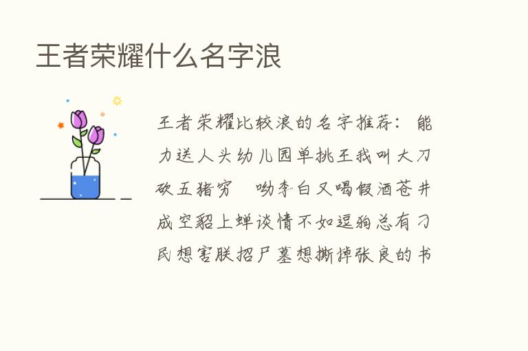 王者      什么名字浪