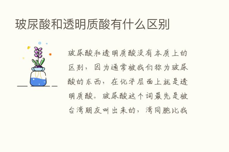 玻尿酸和透明质酸有什么区别