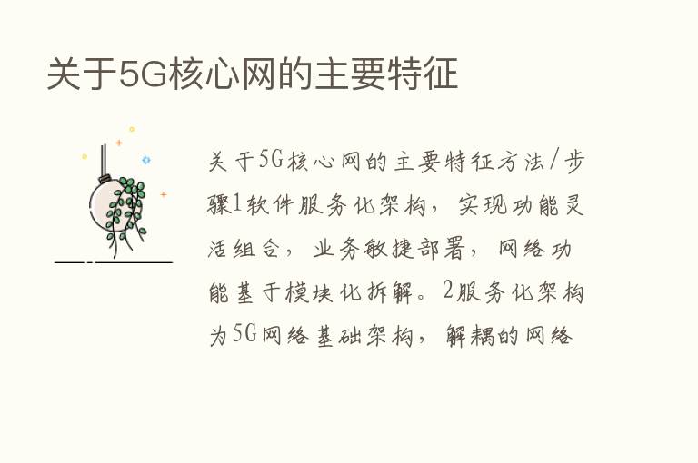 关于5G核心网的主要特征