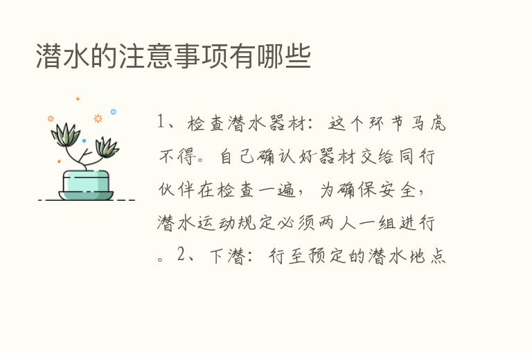 潜水的注意事项有哪些