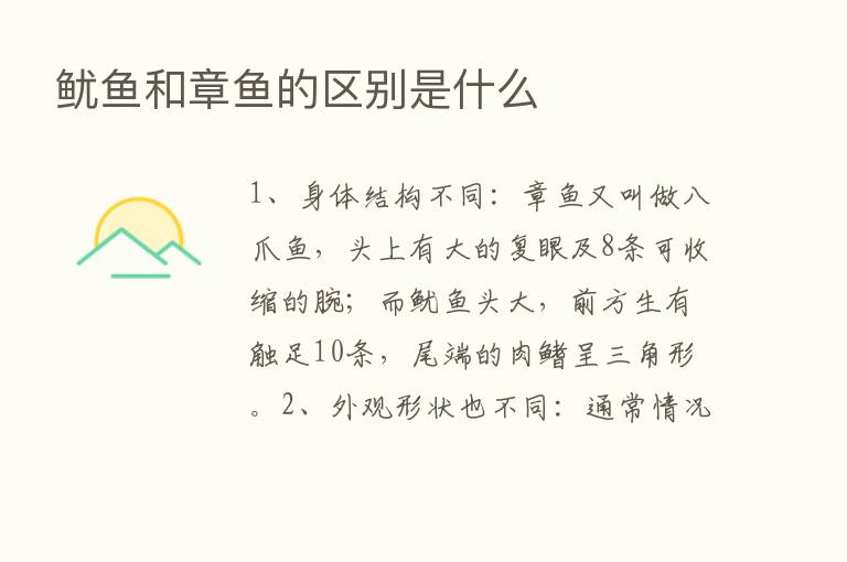 鱿鱼和章鱼的区别是什么