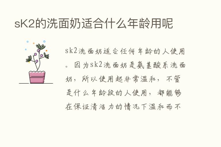 sK2的洗面奶适合什么年龄用呢