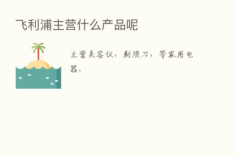 飞利浦主营什么产品呢