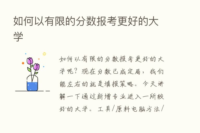 如何以有限的分数报考更好的大学