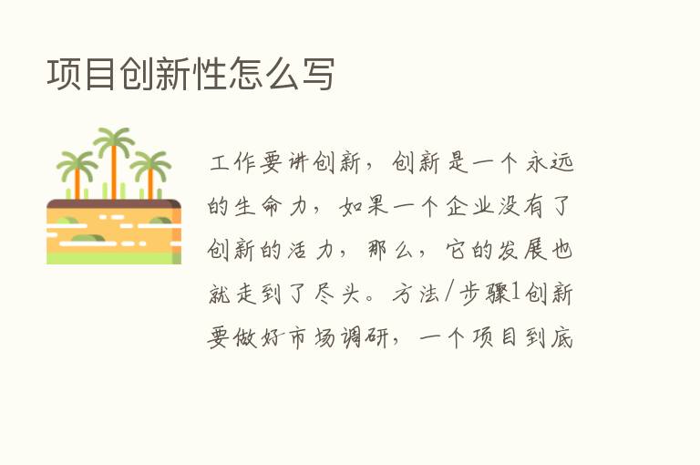 项目创新性怎么写