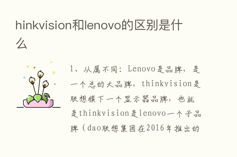 hinkvision和lenovo的区别是什么