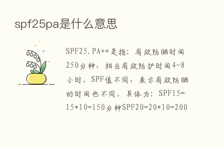 spf25pa是什么意思