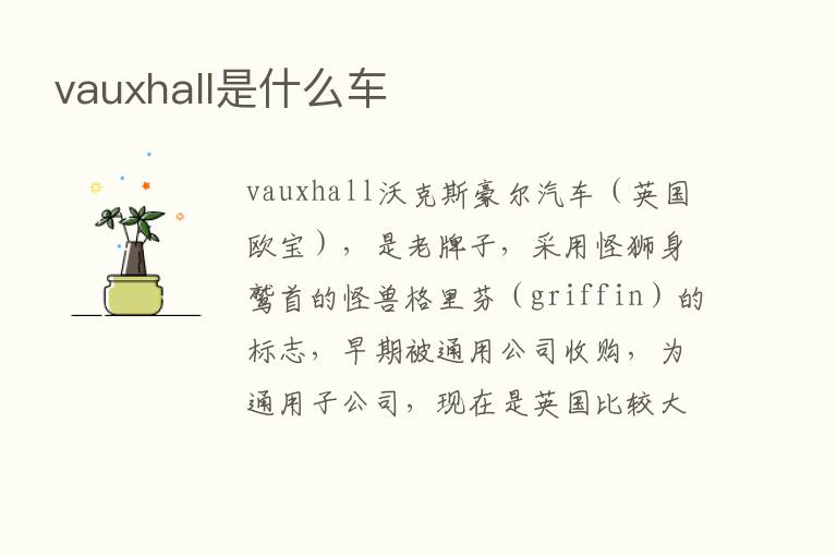 vauxhall是什么车