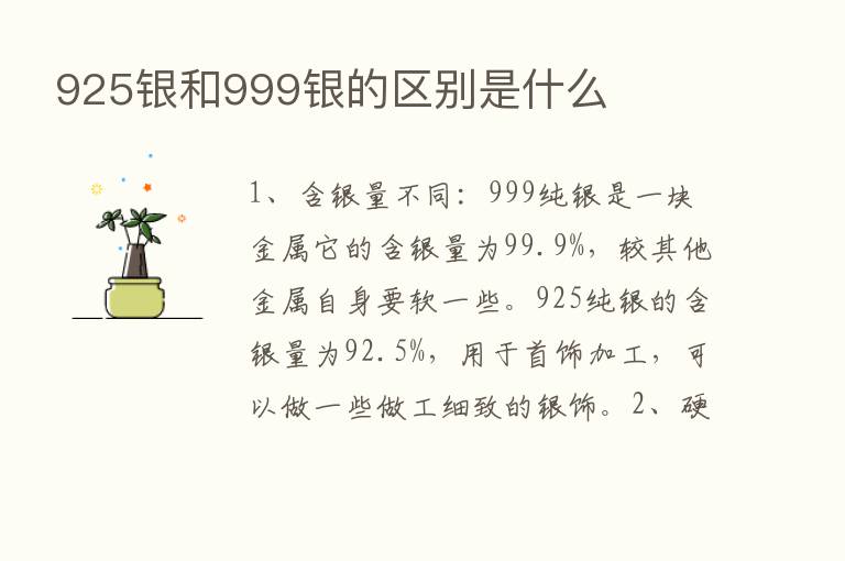 925银和999银的区别是什么