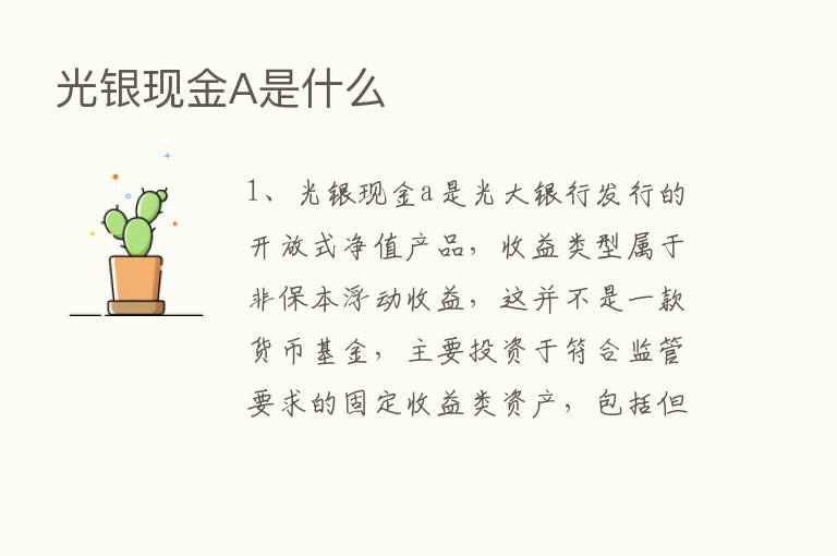 光银现金A是什么