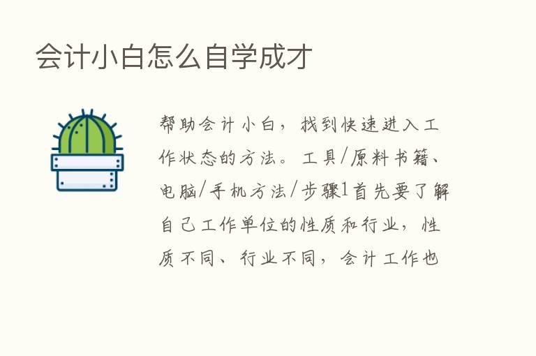 会计小白怎么自学成才