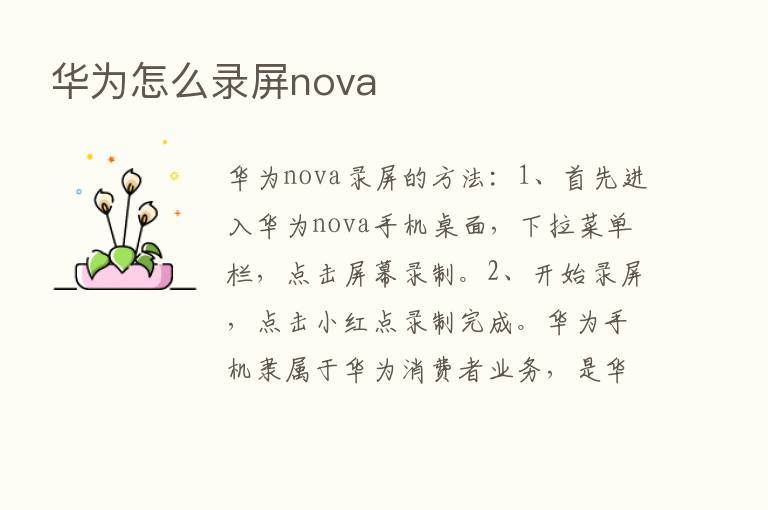 华为怎么录屏nova