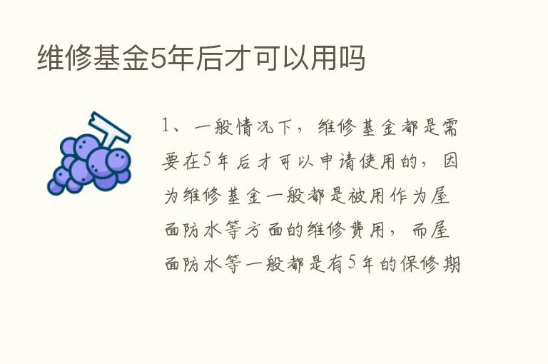 维修基金5年后才可以用吗