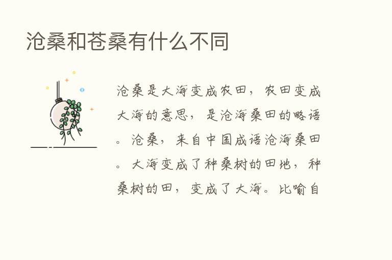 沧桑和苍桑有什么不同