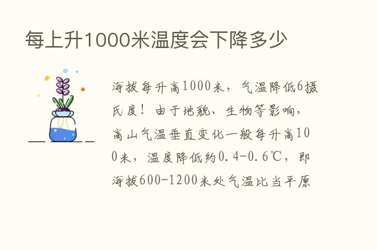 每上升1000米温度会下降多少