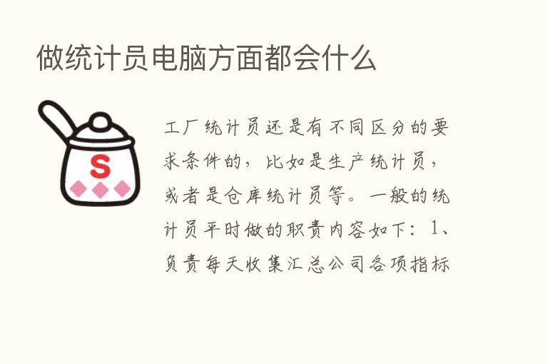 做统计员电脑方面都会什么