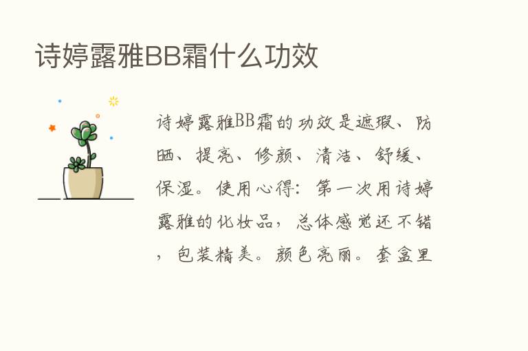 诗婷露雅BB霜什么功效