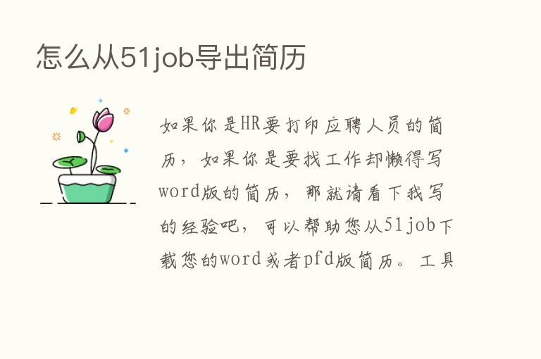 怎么从51job导出简历