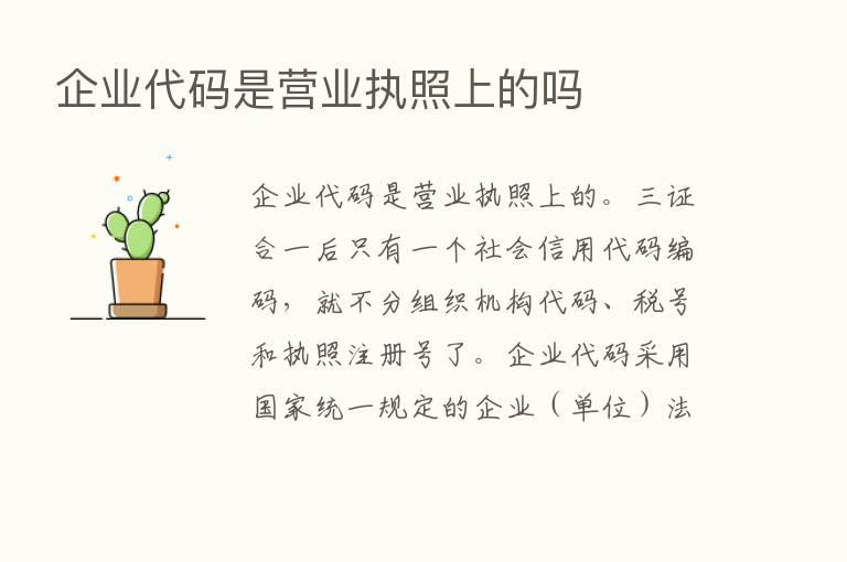 企业代码是营业执照上的吗