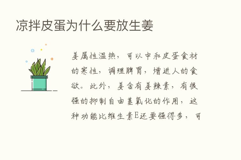 凉拌皮蛋为什么要放生姜